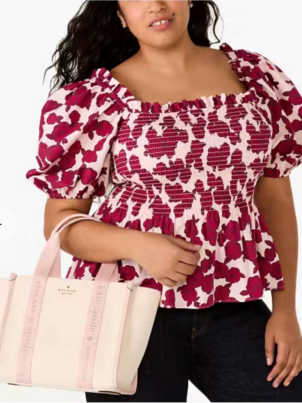 Kate Spade Kip Blush Pink Canvas Tote with Logo Webbing - Picture 5 of 5